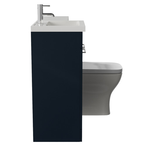 Napoli 390 Deep Blue 1000mm 2 Door Vanity Unit Toilet Suite with Left Hand Square Lucia Basin Side View
