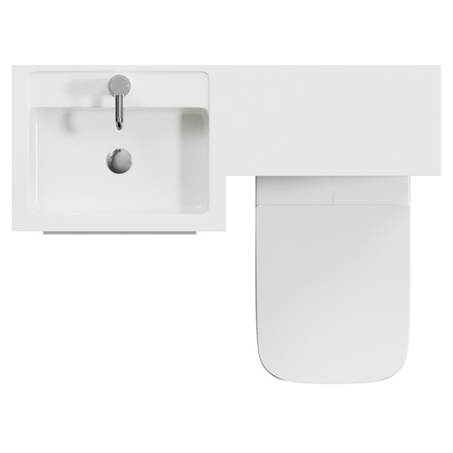 Napoli 390 Deep Blue 1000mm 2 Drawer Vanity Unit Toilet Suite with Left Hand Square Lucia Basin Top View