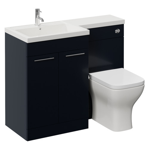Napoli 460 Deep Blue 1100mm 2 Door Vanity Unit Toilet Suite with Left Hand Square Lucia Basin Left Hand View