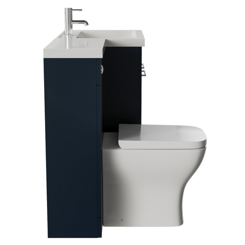 Napoli 460 Deep Blue 1100mm 2 Door Vanity Unit Toilet Suite with Right Hand Square Lucia Basin Side View
