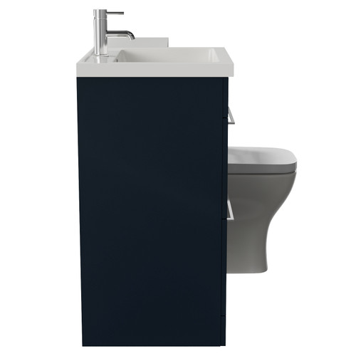 Napoli 460 Deep Blue 1100mm 2 Drawer Vanity Unit Toilet Suite with Left Hand Square Lucia Basin Side View