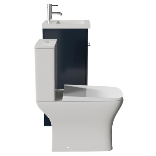 Napoli 390 Deep Blue 400mm Single Door Vanity Unit and Kingston Toilet Suite with Glide Basin Side View