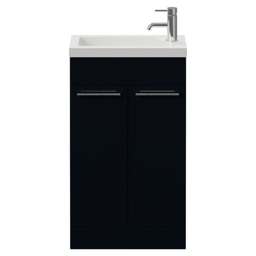 Napoli 250 Deep Blue 500mm 2 Door Vanity Unit with Square Silvo Basin Front View