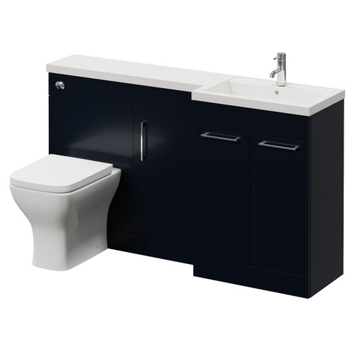 Napoli 390 Deep Blue 1500mm 3 Door Vanity Unit Toilet Suite with Right Hand Square Lucia Basin Right Hand View