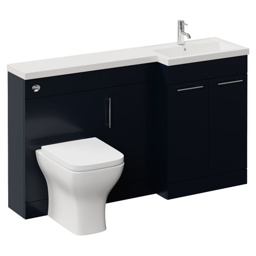 Napoli 390 Deep Blue 1500mm 3 Door Vanity Unit Toilet Suite with Right Hand Square Lucia Basin Left Hand View