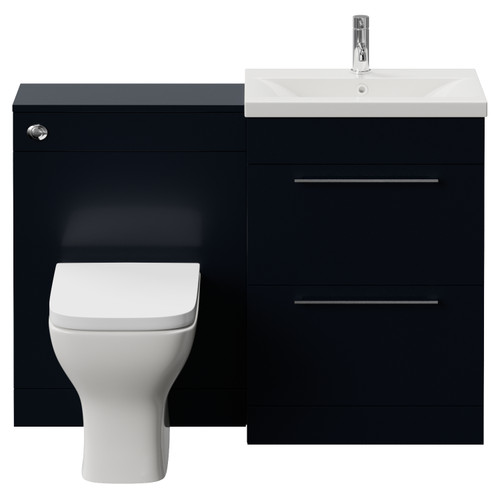 Napoli 390 Cento Deep Blue 1200mm 2 Drawer Vanity Unit Toilet Suite with Glide Basin Front View