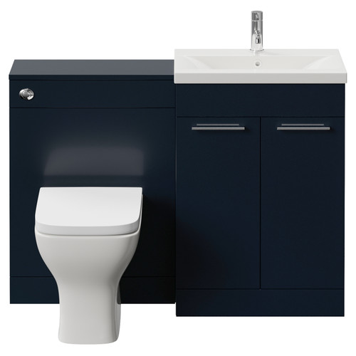 Napoli 390 Cento Deep Blue 1200mm 2 Door Vanity Unit Toilet Suite with Glide Basin Front View
