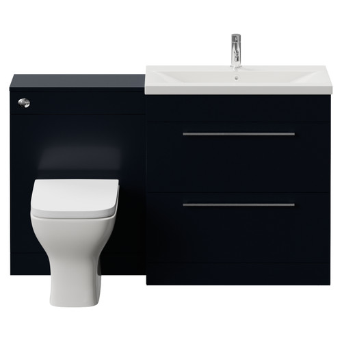 Napoli 390 Cento Deep Blue 1400mm 2 Drawer Vanity Unit Toilet Suite with Glide Basin Front View