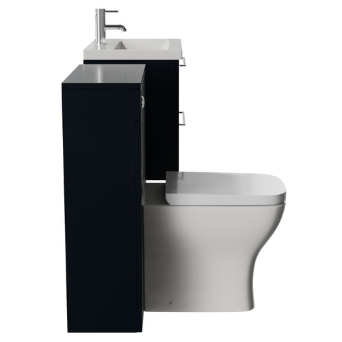 Napoli 390 Cento Deep Blue 1200mm Wall Mounted 2 Drawer Vanity Unit and Toilet Suite with Glide Basin Side View