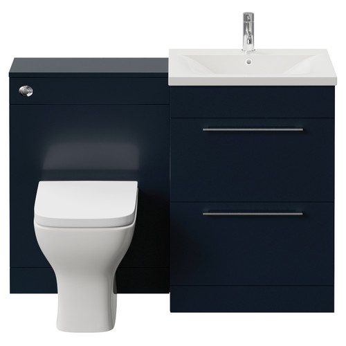 Napoli 460 Cento Deep Blue 1200mm 2 Drawer Vanity Unit Toilet Suite with Glide Basin Front View