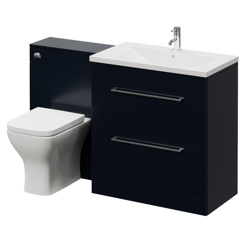 Napoli 460 Cento Deep Blue 1400mm 2 Drawer Vanity Unit Toilet Suite with Glide Basin Right Hand View
