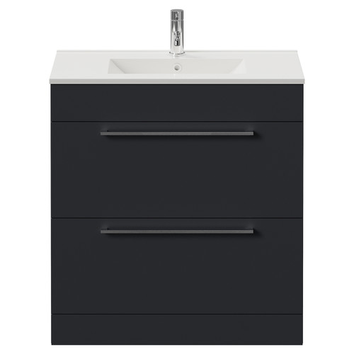 Napoli 390 Gloss Grey 800mm 2 Drawer Vanity Unit with Angel Basin Front View