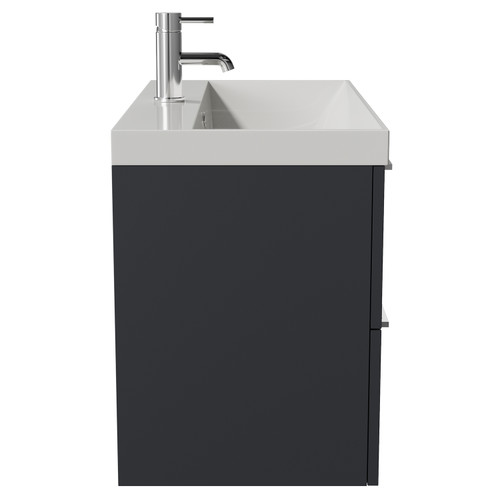 Napoli 390 Gloss Grey 800mm Wall Mounted 2 Drawer Vanity Unit with Rimini Basin Side View