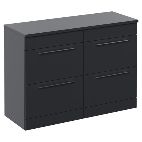 Napoli 460 Gloss Grey 1200mm 4 Drawer Vanity Unit for Countertop Basins Left Hand View