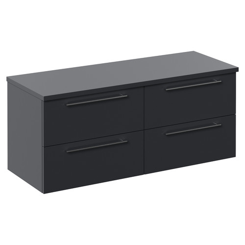 Napoli 460 Gloss Grey 1200mm Wall Mounted 4 Drawer Vanity Unit for Countertop Basins Left Hand View