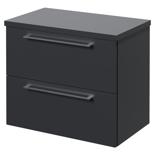 Napoli 390 Gloss Grey 600mm Wall Mounted 2 Drawer Vanity Unit for Countertop Basins Right Hand View