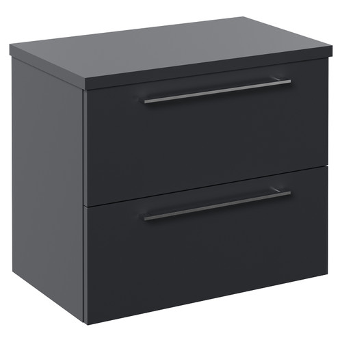 Napoli 390 Gloss Grey 600mm Wall Mounted 2 Drawer Vanity Unit for Countertop Basins Left Hand View