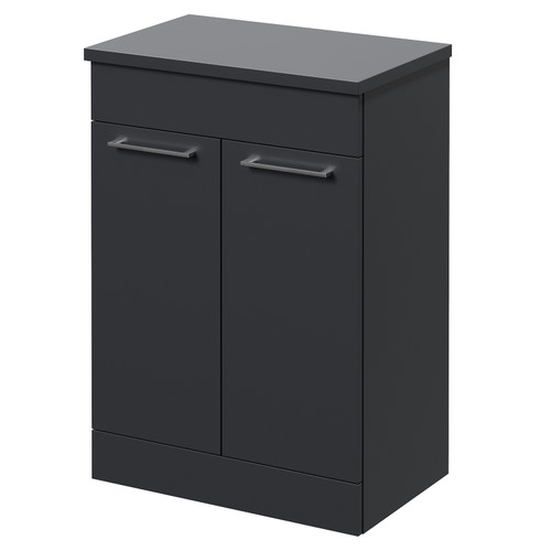 Napoli 390 Gloss Grey 600mm 2 Door Vanity Unit for Countertop Basins Right Hand View