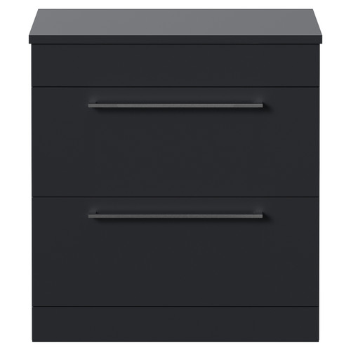 Napoli 390 Gloss Grey 800mm 2 Drawer Vanity Unit for Countertop Basins Front View