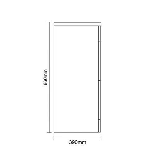 Napoli 390 Gloss Grey 800mm 2 Drawer Vanity Unit for Countertop Basins Side on Dimensions