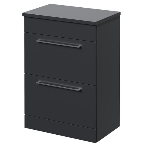 Napoli 390 Gloss Grey 600mm 2 Drawer Vanity Unit for Countertop Basins Right Hand View