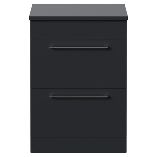 Napoli 390 Gloss Grey 600mm 2 Drawer Vanity Unit for Countertop Basins Front View