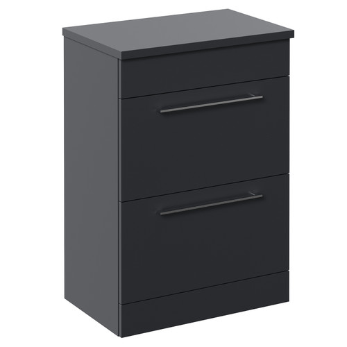 Napoli 390 Gloss Grey 600mm 2 Drawer Vanity Unit for Countertop Basins Left Hand View