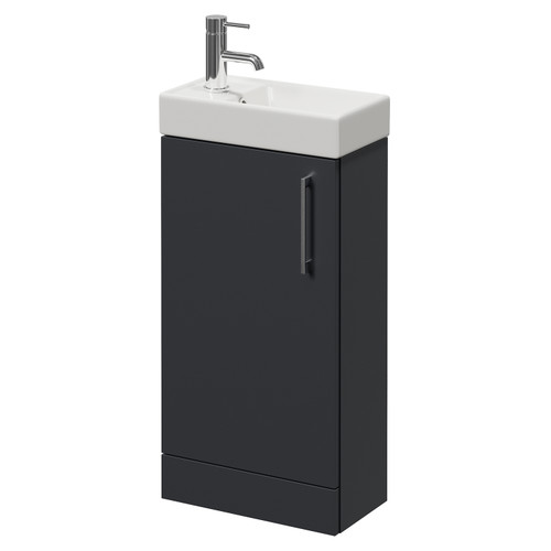 Napoli Cube Gloss Grey 400mm Single Door Vanity Unit with Align Basin Right Hand View