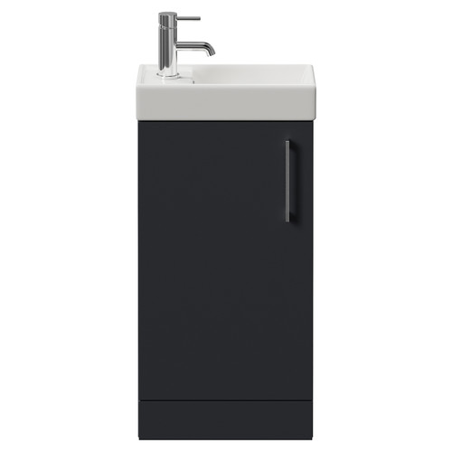 Napoli Cube Gloss Grey 400mm Single Door Vanity Unit with Align Basin Front View