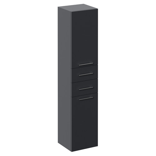 Napoli Gloss Grey 350mm x 1600mm Wall Mounted Storage Unit Left Hand View