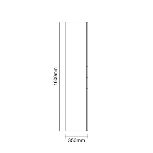 Napoli Gloss Grey 350mm x 1600mm Wall Mounted Storage Unit Side on Dimensions