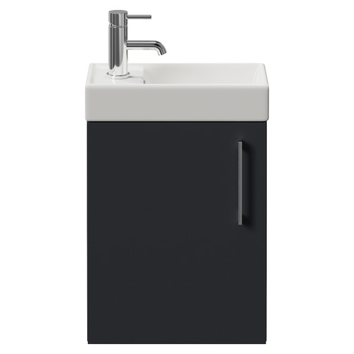 Napoli Cube Gloss Grey 400mm Wall Mounted Single Door Vanity Unit with Align Basin Front View