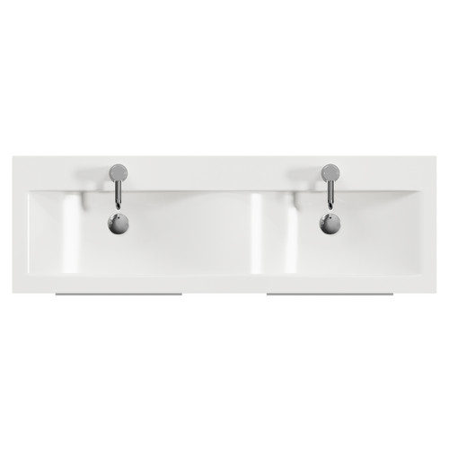 Napoli 390 Gloss Grey 1200mm Wall Mounted 4 Drawer Vanity Unit with Double Glide Basins Top View