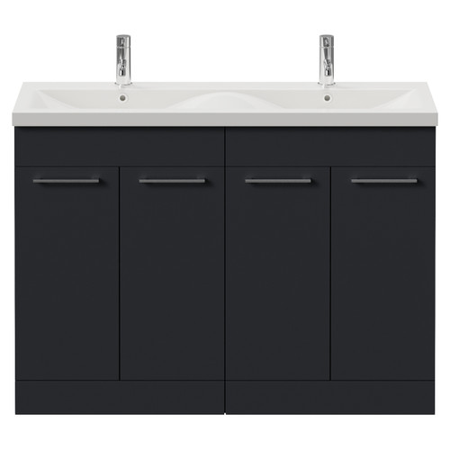 Napoli 390 Gloss Grey 1200mm 4 Door Vanity Unit with Double Glide Basins Front View