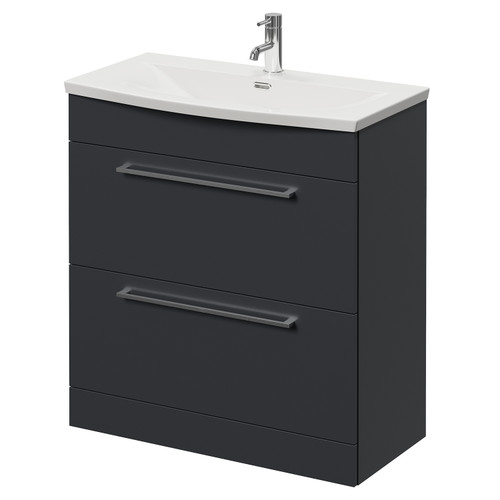 Napoli 390 Gloss Grey 800mm 2 Drawer Vanity Unit with Arc Basin Right Hand View