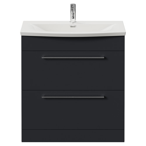 Napoli 390 Gloss Grey 800mm 2 Drawer Vanity Unit with Arc Basin Front View
