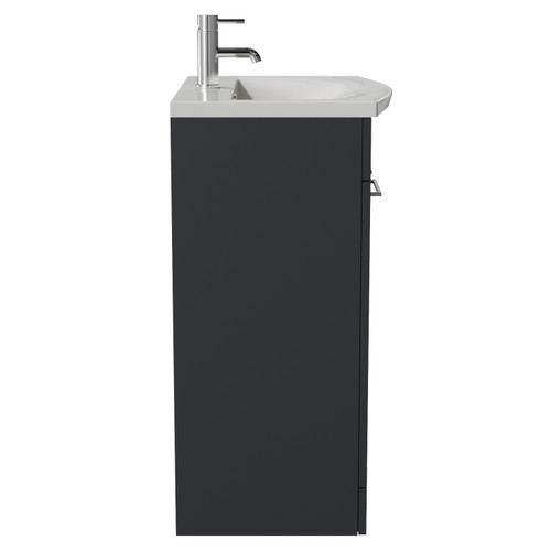 Napoli 390 Gloss Grey 600mm 2 Door Vanity Unit with Arc Basin Side View