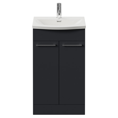 Napoli 390 Gloss Grey 500mm 2 Door Vanity Unit with Arc Basin Front View