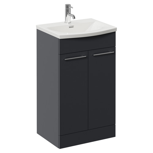 Napoli 390 Gloss Grey 500mm 2 Door Vanity Unit with Arc Basin Left Hand View