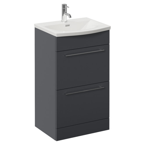 Napoli 390 Gloss Grey 500mm 2 Drawer Vanity Unit with Arc Basin Left Hand View