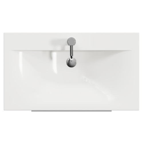 Napoli 460 Gloss Grey 800mm Wall Mounted 2 Drawer Vanity Unit with Glide Basin Top View