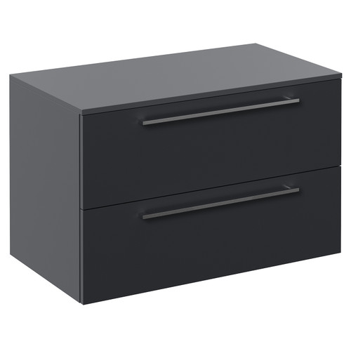 Napoli 460 Gloss Grey 800mm Wall Mounted 2 Drawer Vanity Unit for Countertop Basins Left Hand View
