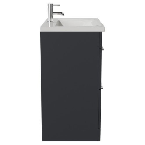 Napoli 460 Gloss Grey 800mm 2 Drawer Vanity Unit with Glide Basin Side View