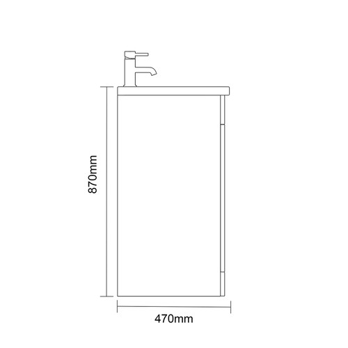 Napoli 460 Gloss Grey 600mm 2 Door Vanity Unit with Glide Basin Side on Dimensions