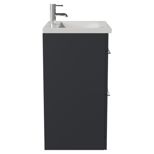 Napoli 460 Gloss Grey 600mm 2 Drawer Vanity Unit with Glide Basin Side View