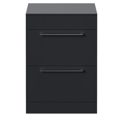 Napoli 460 Gloss Grey 600mm 2 Drawer Vanity Unit for Countertop Basins Front View