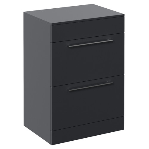 Napoli 460 Gloss Grey 600mm 2 Drawer Vanity Unit for Countertop Basins Left Hand View