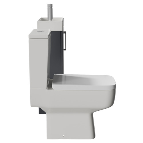 Napoli Cube Gloss Grey 400mm Single Door Vanity Unit and Toilet Suite with Align Basin Side View