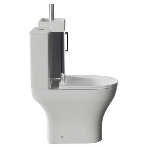 Napoli Cube Gloss Grey 400mm Single Door Wall Mounted Vanity Unit and Jubilee Toilet Suite with Align Basin Side View