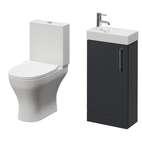 Napoli Cube Gloss Grey 400mm Single Door Vanity Unit and Jubilee Toilet Suite with Align Basin Right Hand View
